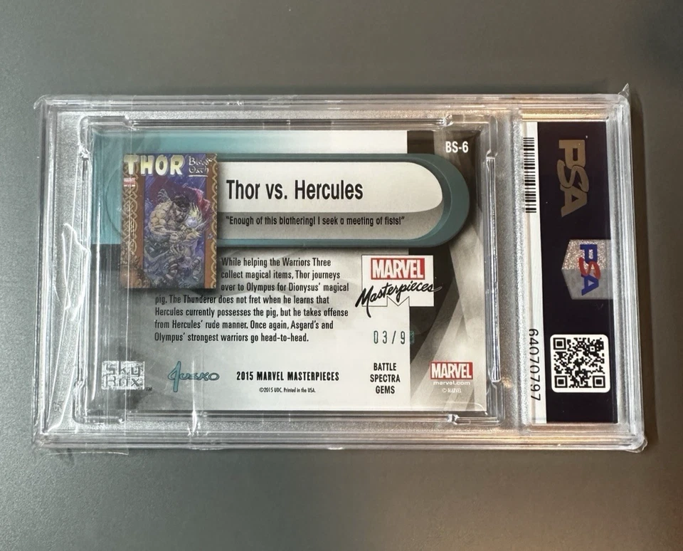 2016 Marvel Masterpieces Battle Spectra Gems BS-6 Hercules Vs Thor #96/99 PSA 8 - Image 2 of 2