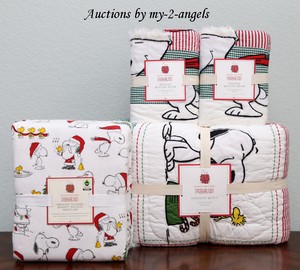 Pottery Barn Kids Peanuts Holiday F Q Quilt Shams Full Sheet