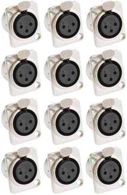 12 St. XLR female Einbaubuchse D Typ 3-pol Buchse Neutrik komp. Kupplung D-Form