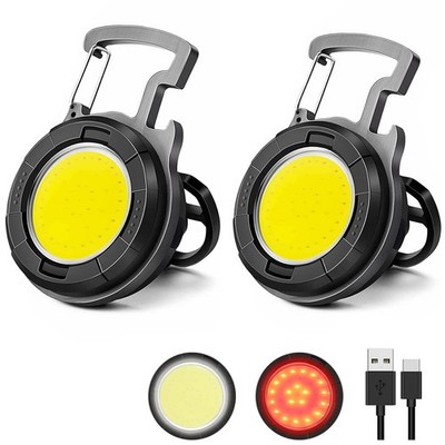 Keychain Flashlight 2 Pack, 1000 Lumens EDC Flashlight COB Work Light, Bottle...