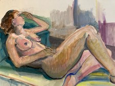 Pittura Guazzo 1970 Corpo Studio Classico Donna Arte del XX Secolo