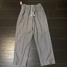 Chef Works Check Pants Pockets Elastic Waist Drawstring Large men Black White