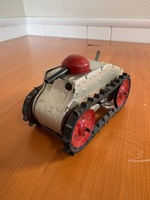 Marx Tin Wind-Up Midget Climbing Fighting Tank 5" Silver Red Turret Works