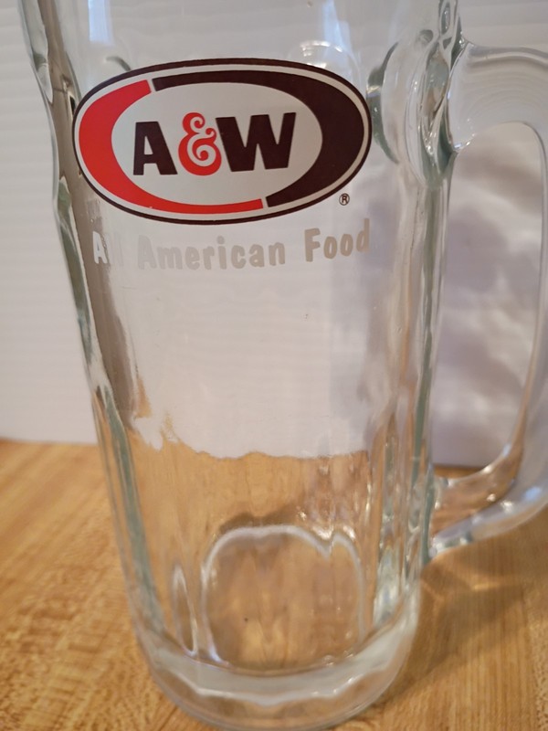 Vintage A&W Root Beer Soda Mug, Dimple Sides, Heavy Glass, 7" Tall !  Ice Cold !