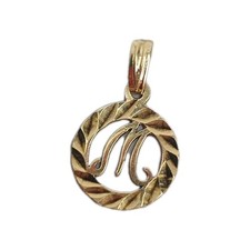 Small 9ct Yellow Gold Initial Letter ''M'' Charm Pendant  Hallmarked 1982 London