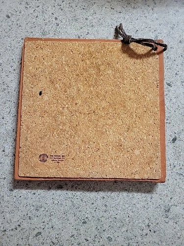 Vintage Cabbagetown Pottery TilebTrivet  Floral Cork Back 6.5" Square image 2