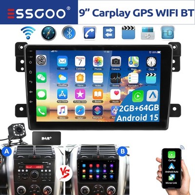 DAB+ CarPlay 64GB Android 15 Autoradio GPS Navi Für Suzuki Grand Vitara 2005-15