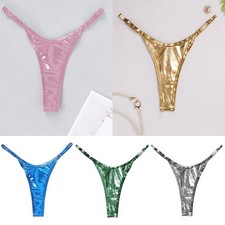 Women Shiny Low Rise Micro G-String Bikini Thong Panties Underwear Lingerie US