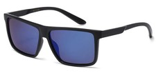 Polarized Sunglasses Blue Mirror Lens Black Frame Mens Square Trendy Style