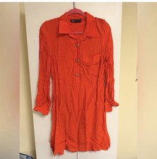 Zara Women’s Tunic Dress Orange Xs Size Long Sleeve V-Neck