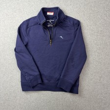 Tommy Bahama Sweatshirt Boys 5-6 Blue Quarter Zip Pullover Logo Youth Solid
