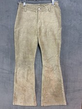 VTG Tan Leather Flare Braided Beige Suede Cowgirl Pants See Measurements Western