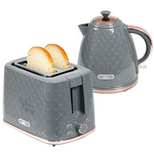 Kettle & Toaster Set Grey 1.7L 24.2x19.5x23.4cm Honeycomb Stainless Steel Finish
