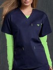 NEW WOMEN MED COUTURE NURSING UNIFORM SIGNATURE V-NECK SCRUB TOP XS-XL #8403