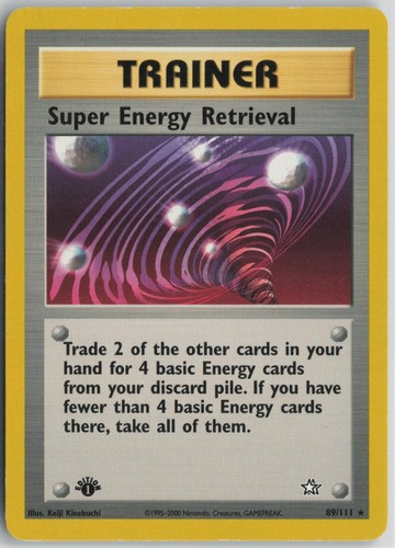 Super Energy Retrieval 89/111 Rare Neo Genesis Pokemon 1st Edition MP