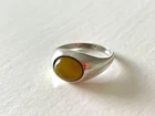 Vintage 925 Sterling Silver Oval Butterscotch Cabochon Gentlemen Ring Size 8.75