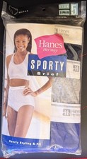 NIP 2001 Hanes Her Way Sporty Briefs Cotton Underwear 3 Pack Women Size 5 NOS