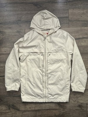 GUESS Women s Beige Windbreaker Jacket Hooded Full Zip Regular Fit Size 95 (M)