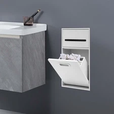 Recessed Wall Mounted Trash Can, Tilt Out Trash Bin Cabinet, Hidden Trash Can