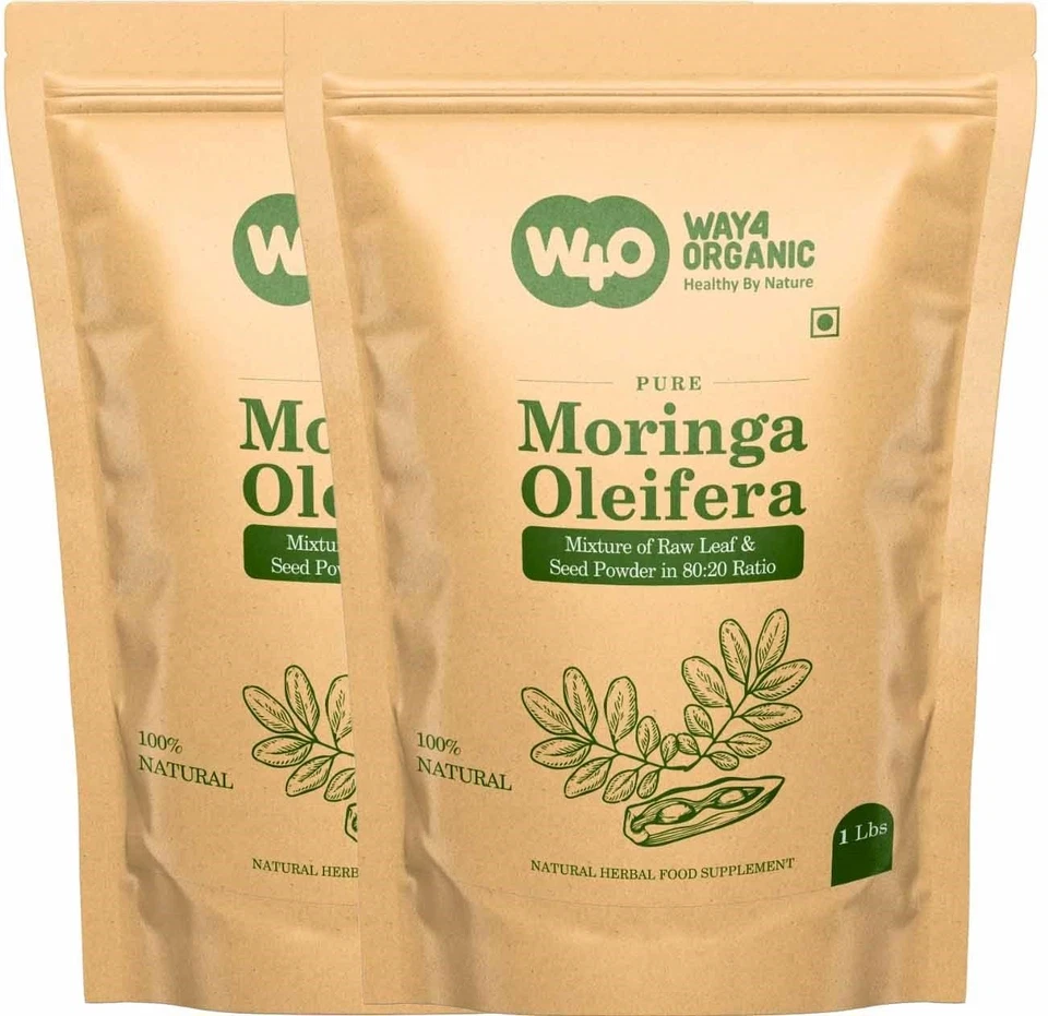 Polvo de hojas y semillas de Moringa (80:20) proporción 16 oz (1 lb), 1 polvo 2 beneficios Foto 3 de 4