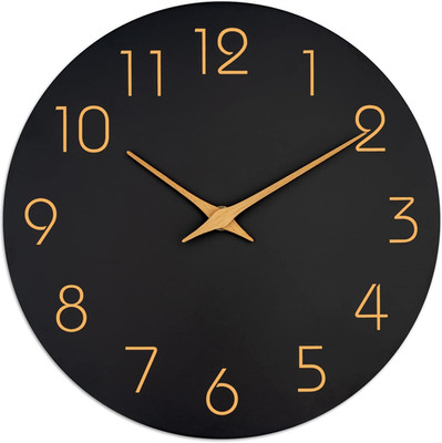 Mosewa Wall Clock 8 Inch Black Battery Operated Silent Non Ticking Simple Minima