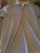 G/Fore Mens L Mini Star Print Tech Pique Regular Fit Golf Polo Shirt In Navy