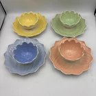 RARE Vintage MCM Fire King Anchor Hocking 8 Piece Set 4 Bowls 4 Plates Pastels