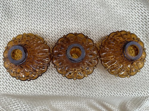 Amber Quilted 3” Replacement Lamp Set of 3 Bubble Diamond Pattern - Picture 2 of 5