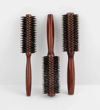 Wooden Round Hair Brush Hairbrush Wood Natural Boar Bristle Styling Brush NEW UK