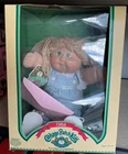 VINTAGE 1984 CABBAGE PATCH DOLL, BLONDE HAIR, GREEN EYES Nicolette Papers Box