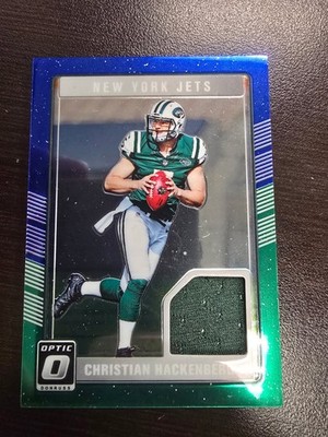 2016 Donruss Optic - Rookie Threads Christian Hackenberg #DRT-CH Blue & Green...