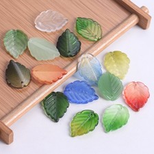 20pcs Leaf Shape 24x17mm Lampwork Glass Loose Pendants Beads For Jewelry Making
