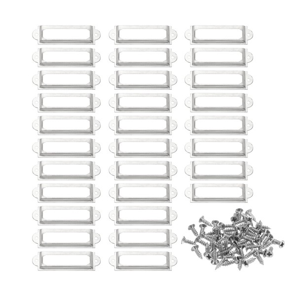 Metall-Etikettenhalter 60X17Mm, 30 StüCk FüR Label Frames, Weiß Vernickelt-image