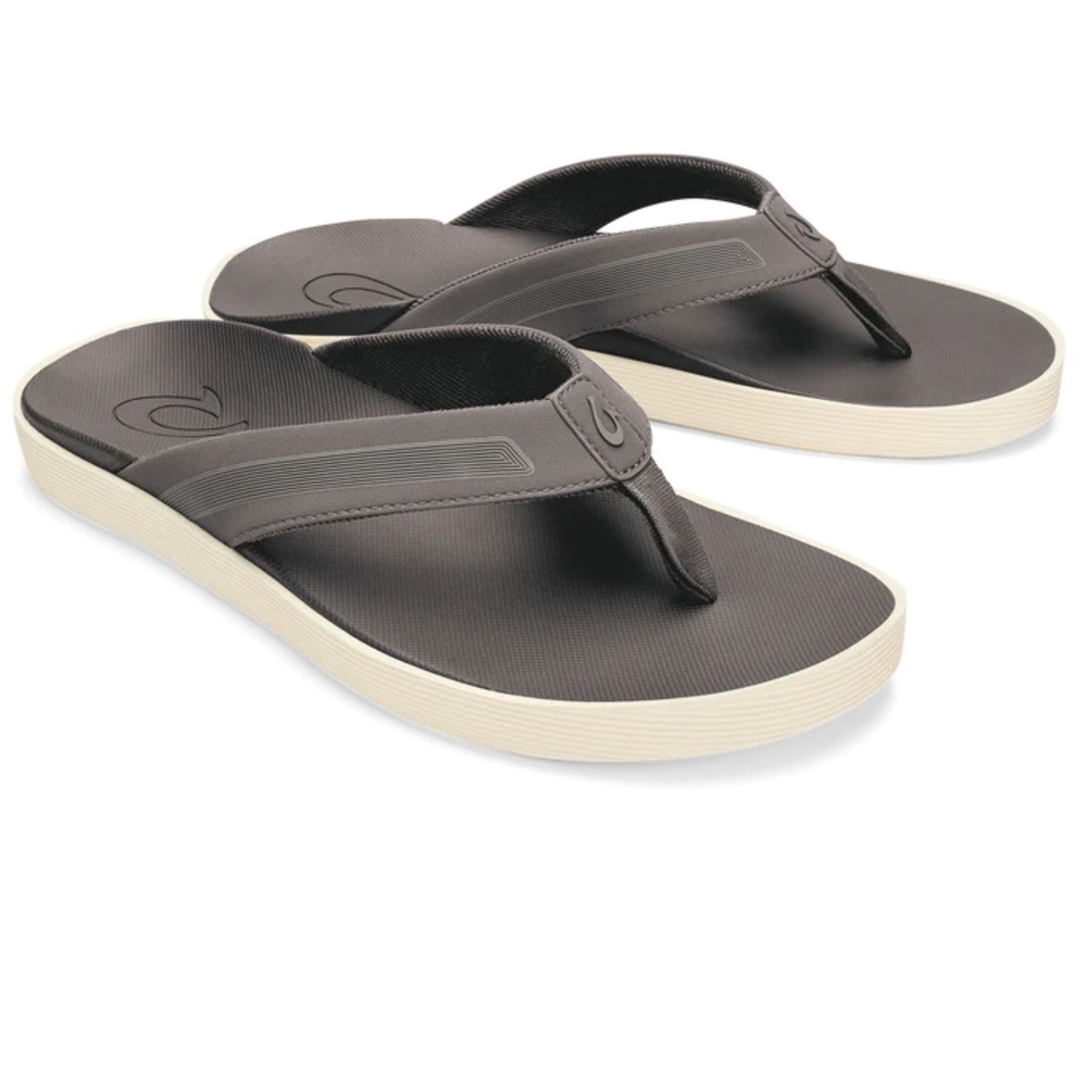 Olukai Leeward Mens Graphite Flip Flops Size M9 Comfort Sandals