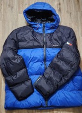 Tommy Hilfiger Men's Down Alternative Hooded Puffer Jacket Sz Medium Blue 250