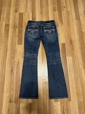 Women  s Rock Revival Jeans 29 Blake Boot Embroidered Low Rise Blue Denim