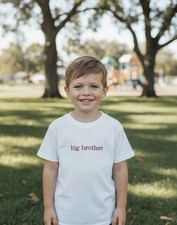 Big Brother Embroidered, T-shirt, Youth S, White, New T53