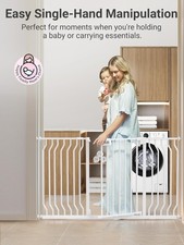 GROWNSY Baby Gate, 57"-62" Auto-Close Dog Gate White 30" Tall Moms Choice