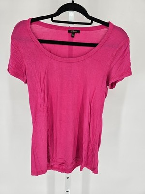Cupio Womens Sz L Short Sleeve Fitted T Shirt solid Bright Pink