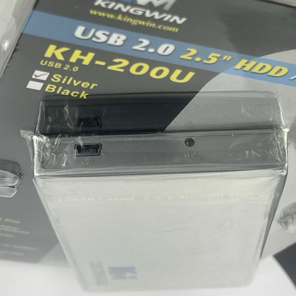 KINGWIN KH-200U-BK Aluminum alloy 2.5 Silver USB 2.0 External Enclosure (New) - Image 3 of 4