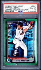 2024 Bowman Draft Travis Bazzana Chrome True Green Refractor/99🔥PSA 10🔥POP 2🔥