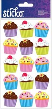 Bright Cupcakes, 4x7", scrapbook stickers - Sticko 00114