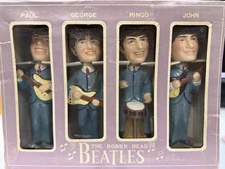 The Beatles 1964 Bobb'n Head 8” Car Mascots Set of 4 Nodders in Original Box