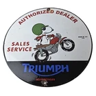 Vintage Triumph Sign - Porcelain Automobiles Snoopy Mechanic Gas Oil Pump Sign