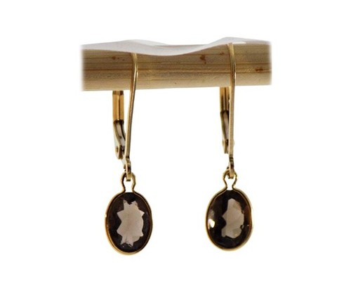 Antique 1¼ct Cairngorm Quartz Scotland+14ktGF Earrings Dirk Pommel Gem Celt Scot