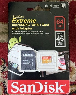 3 Piece SanDisk 64GB Extreme microSDXC UHS-I Memory Card with Adapter