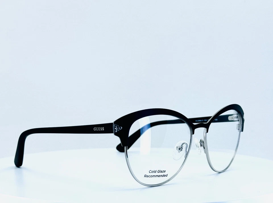 NEW GUESS GU2664-S 002 Black Silver Womens Browline Eyeglasses 55-16-140 B:47 - Image 3 of 4