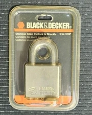 Stainless Steel Padlock / Black & Decker / 2 Keys / 50mm / Factory Sealed 