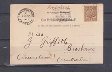 TUNISIA,1903 ppc  BIZERTA, New Port, 1c.(3), 2c. Bizerta to Brisbane, Australia.