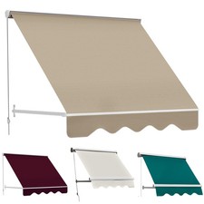 Outsunny Drop Retractable Window Awning Canopy Sun Shade Shelter Arm Manual